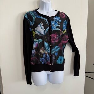 Ted Baker Black Knit & floral cardigan